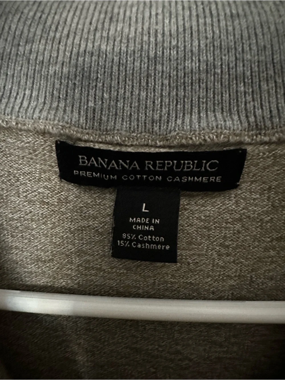 Banana Republic Cashmere Blend Gray Half-Zip Mock Neck Sweater